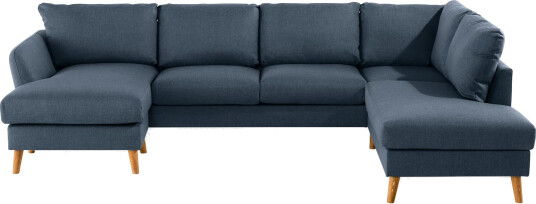Trend 4 seters Høyrevendt U formet Sofa med Divan og Sjeselong i Stoff Blå