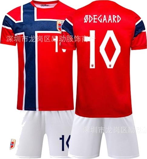 2026 VM Norges herrelandslag i fotball hjemmedrakt – Erling Haaland #9 & Martin Ødegaard #10 fotballsett for fans/barn/voksne