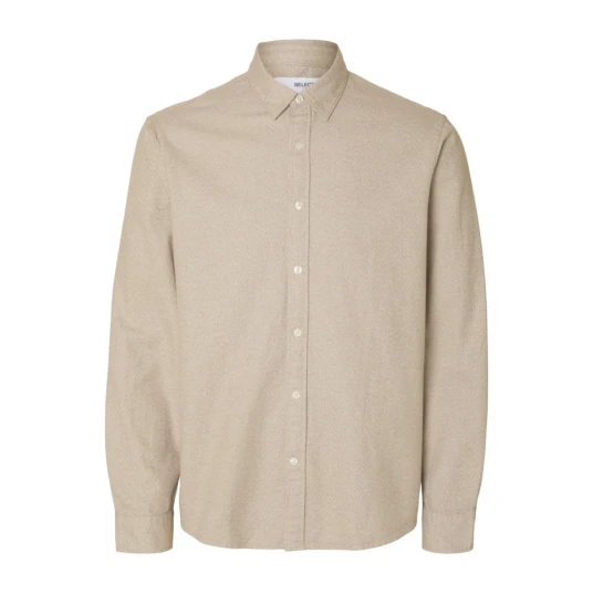 Selected HOMME - Skjorte slhRegnoah Brushed Twist - Beige Selected HOMME - Skjorte slhRegnoah Brushed Twist - Beige