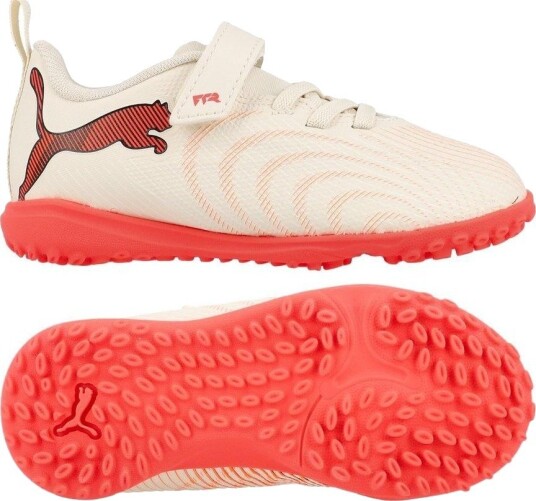 PUMA Future 9 Play Borrelås TT The Arrival Sukkermandel/PUMA White/Ultra Red/PUMA Svart Barn Turf (TF) størrelse 35½ PUMA Future 9 Play Borrelås TT The Arrival Sukkermandel/PUMA White/Ultra Red/PUMA Svart Barn Turf (TF) størrelse 35½
