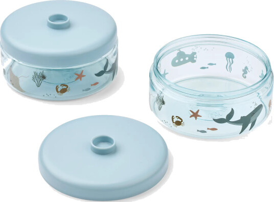 Liewood Dominique barnematglass 500 ml 2 pakning Sea creature sandy