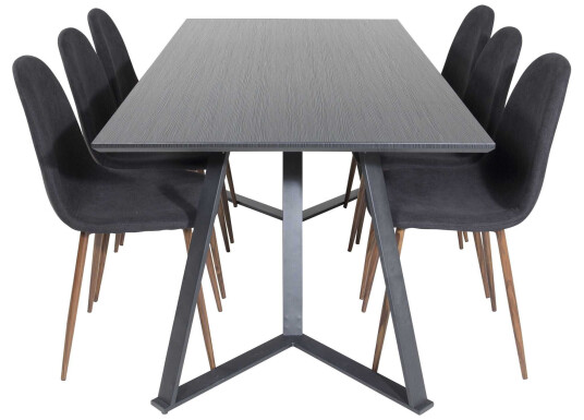 Venture Design Marina & Polar spisegruppe Svart/svart 6 st stoler & bord 180 x 90 cm