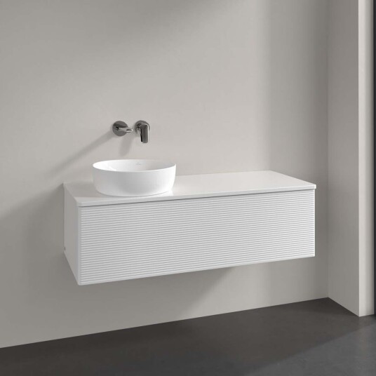 Villeroy & Boch Antao Servantskap med 1 skuff 120x50x36 cm m/lys Hvit Høyglans Villeroy & Boch Antao Servantskap med 1 skuff 120x50x36 cm m/lys Hvit Høyglans