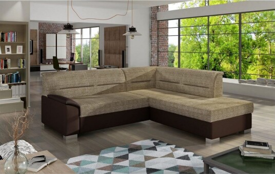 Seksjon Eltap Bergen 247x214x83 cm Berlin 03 Soft 66 Beige Mørk Brun Høyre
