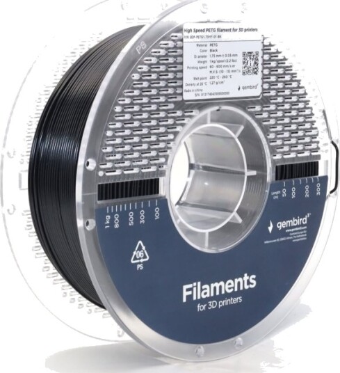 Gembird Svart 1 Kg Svart Fargeboks Petg-Filament (3D) Gembird Svart 1 Kg Svart Fargeboks Petg-Filament (3D)