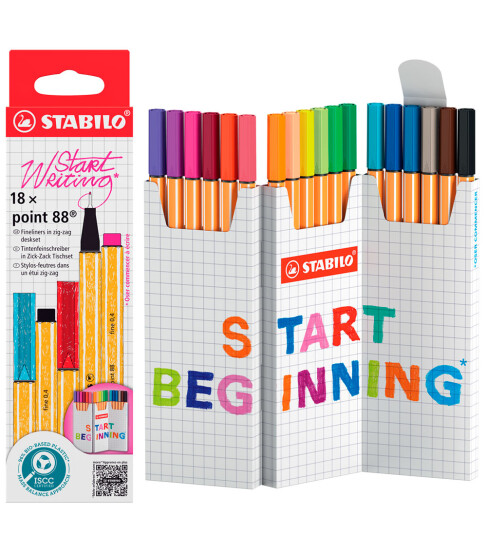 Point 88 Zig Zag Skrivebordsett 18-pakning STABILO Point 88 Zig Zag Skrivebordsett 18-pakning STABILO