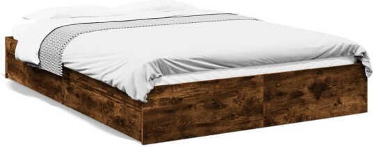 Sengeramme med skuffer røkt eik 150x200 cm konstruert tre 8721102623073