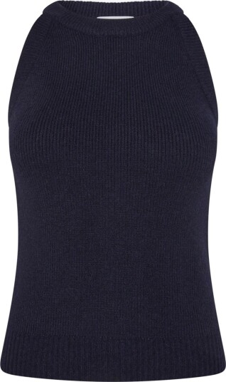 Davida Cashmere Sleeveless Rib Tank NAVY M