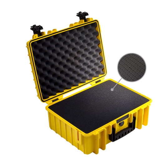 B&W Type 5000 Hardcase for Speilreflekskamera – Gul, Vannavstøtende, Rom for Bærbar PC