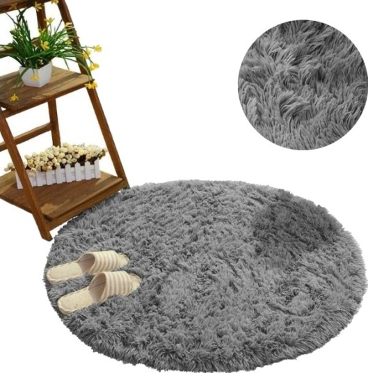 Strado Rundt Teppe Shaggy Strado 200X200 Sølvpels Lysegrå Universal Strado Rundt Teppe Shaggy Strado 200X200 Sølvpels Lysegrå Universal