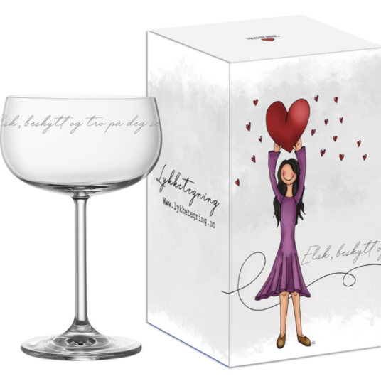 Lykketegning Elsk/beskytt champagneglass