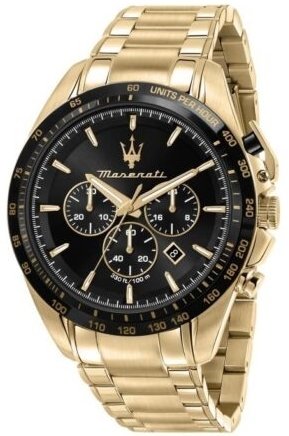 Maserati Herreklokke R8873612041 Traguardo Sort/Gulltonet stål Ø45