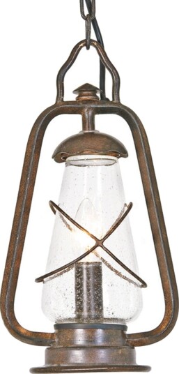 MINERS utendørs pendellampe, bronse/klar, IP43, 37 cm – Elstead - Moderne - Metall - Med en lyskilde
