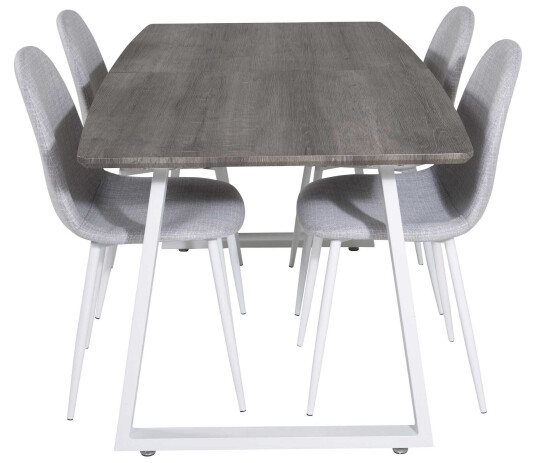 Venture Design Inca & Polar spisegruppe Grå/grå 4 st stoler & bord 160 x 85 cm