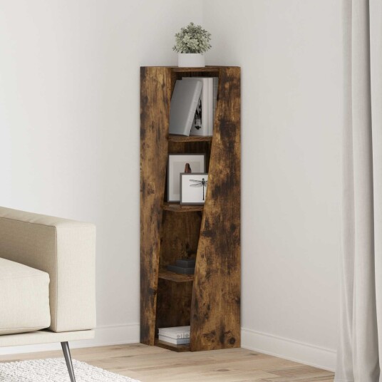 vidaXL Hjørneskap 27,5x27x102cm Konstruert tre Røkt eik