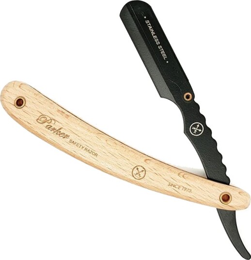 Parker Shaving Light Wood Handle Clip Type Black Blade Holder Barber/straight Razor Parker Shaving Light Wood Handle Clip Type Black Blade Holder Barber/straight Razor