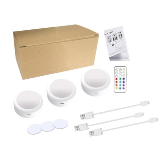 Inf Oppladbare LED-spotlights 13 RGB-farger 3-pakning Hvit