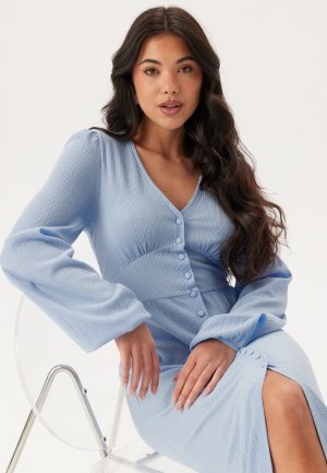 BUBBLEROOM Structure Button Midi Dress Light blue XS