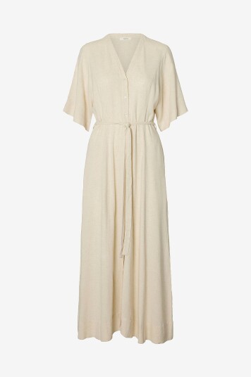 Selected Women   Maxikjole slfViva Regular Linen Blend   Grå