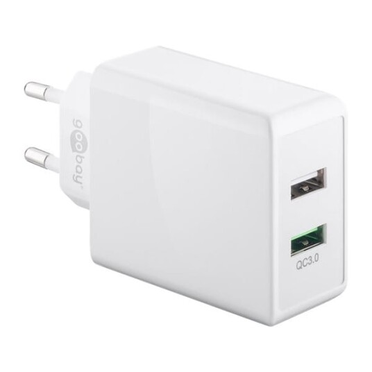 Goobay Dual USB QC3.0 28W Hvit Mobillader