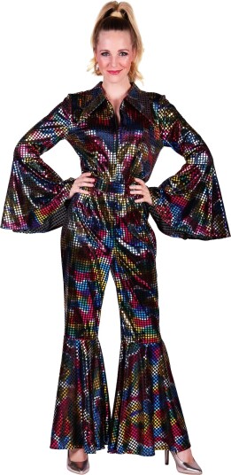 Thetru B.v. Disco Jumpsuit Svart Fargeskimrende Kostyme XX-Large 3591-0100-0XXL