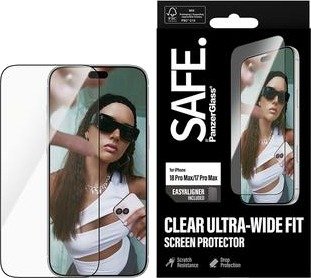 PanzerGlass iPhone 17 Pro Max/18 Pro Max Safe Ultra-Wide Fit Beskyttelsesglass 9H Svart Kant