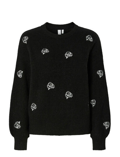 YAS Yasfleur Ls Knit Pullover S. Noos   Black   XL