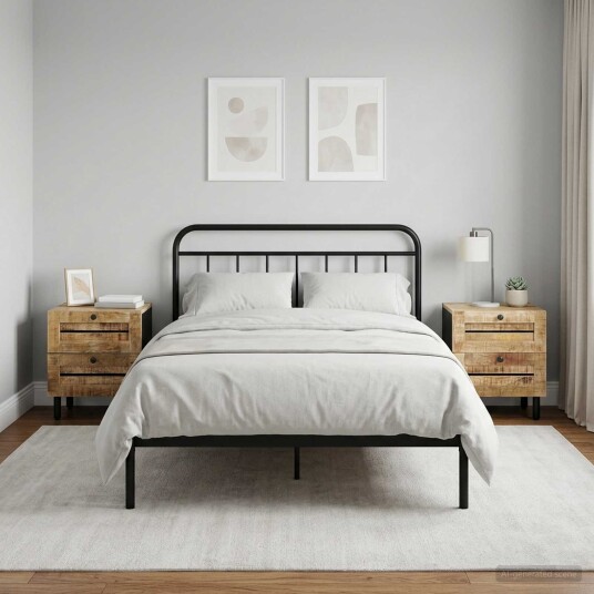 vidaXL Nattbord 2 stk. Naturlig 40 x 33 x 46 cm Massiv mango tre