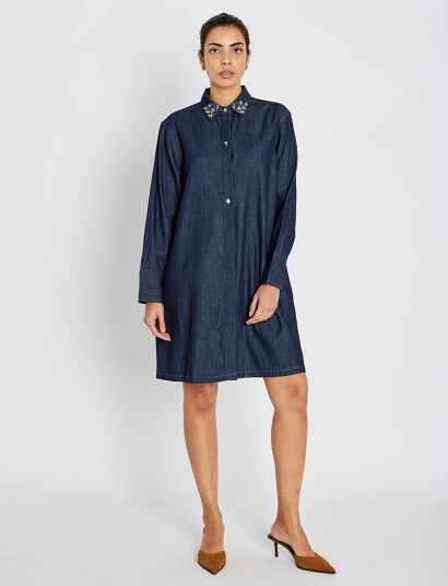 Bruuns Bazaar Chambrabbyinata Dress   Navy   42