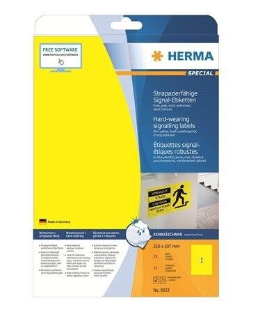 HERMA Special - Yellow - A4 (210 x 297 mm) 25 pcs. film labels