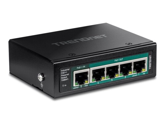 Trendnet Ti-B541 - Switch - Industrial, With Poe Pass-Through - 1 X 10/100/1000 (Poe++ Input) + 4 X 10/100/1000 (Poe+) - Din-Skinnemonterbar, Veggmonterbar - Poe+ (65 W) - Taa-Samsvar