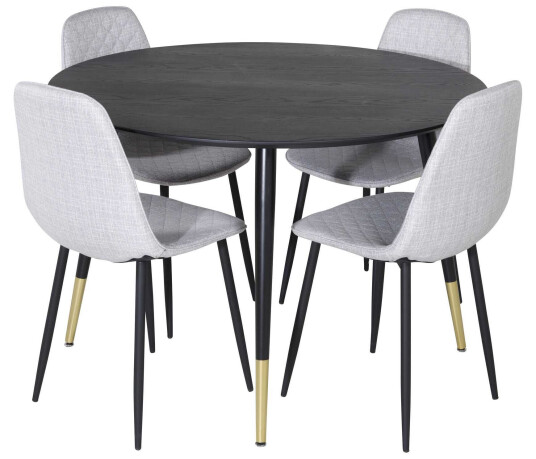 Venture Design Dipp & Polar spisegruppe Svart/grå 4 st stoler & bord 115 cm
