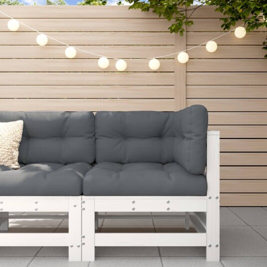  Utendørs hjørnesofa hvit heltre furu 825605