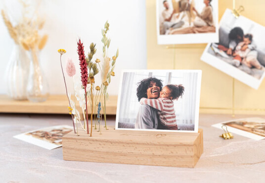 smartphoto Treholder med rektangulære bilder og tørkede blomster