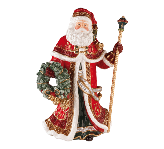 Goebel Fitz & Floyd julenisse med krans og stokk rød 48 cm Goebel Fitz & Floyd julenisse med krans og stokk rød 48 cm