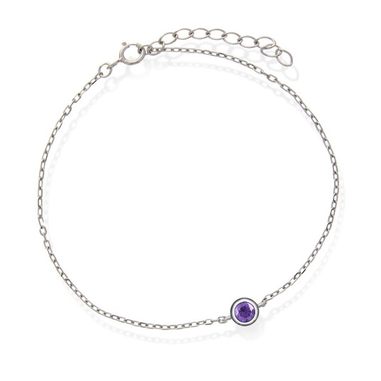 Pan Jewelry, Armbånd i 925 sølv med lilla zirkonia
