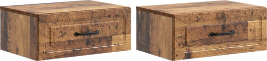 Vegghengt Nattbord 2 pcs Gammelt tre 49 x 34,5 x 20 cm