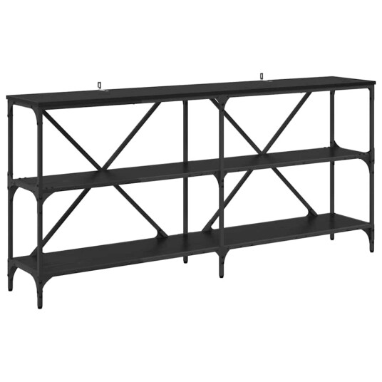 Konsollbord med hylle Svart Eik 160 x 30 x 75 cm Konstruert tre