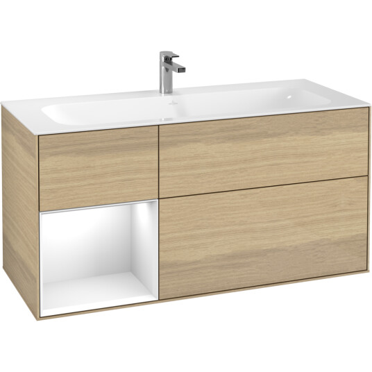 VILLEROY & BOCH FINION SERVANTSKAP 120 EIK FINÉR EMOTION-LYS VENSTRESTILT HVIT HYLLE