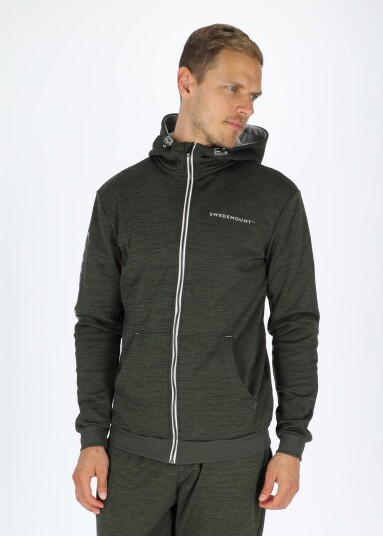 Swedemount Training Logo Zip Hood Olive Melange/Lt Grey Melange L Hoodies