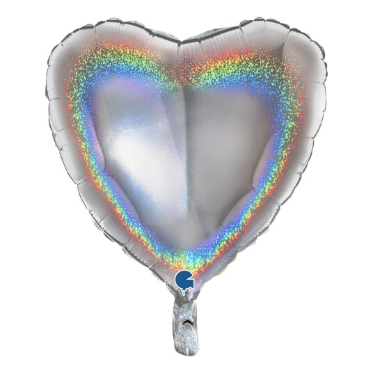 Ballongkungen AB Folieballong Hjerte Glitter Sølv - 91 cm