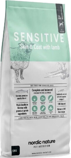 Nordic Nature Sensitive Skin & Coat Lammefôr 3 kg - Tørrfôr til hund