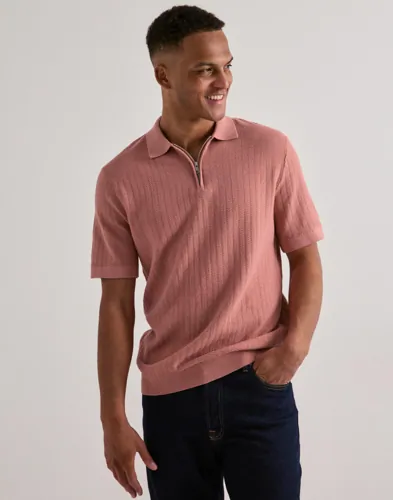 Selected Men Slhcran Ss Knit Structure Half Zip Half zip Rose