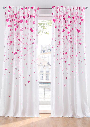 bonprix Gardin med hjertetrykk (1-pack) 1 (H/B: 145/135 cm),4 (H/B: 245/135 cm) hvit