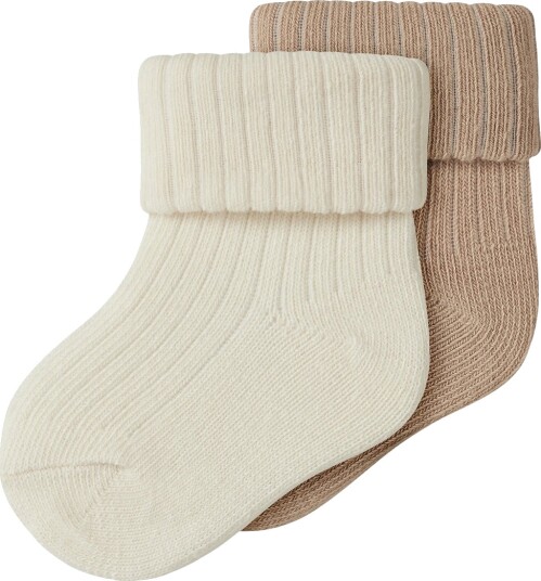 Name It Sokker 2 pack NbnNugat Antique White/Sesam Name It 62/68 Sokker Beige Brun Hvit 62 68