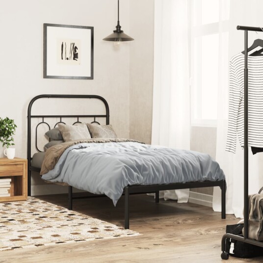  Sengeramme i metall med hodegavl svart 90x190 cm 8721102645792
