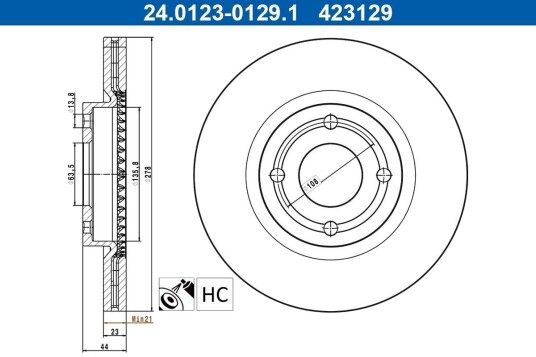 ATE 24.0123 0129.1 Bremseskive