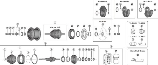 Shimano Nexus navinnsats 187mm aksel til geranav modell SG-C6061-8D