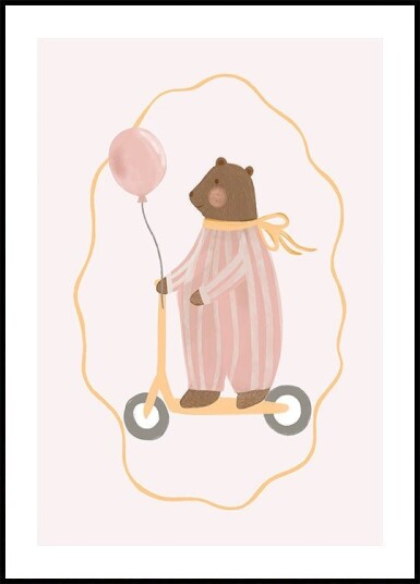 Bear On a Scooter Plakat Plakat / 70x100cm