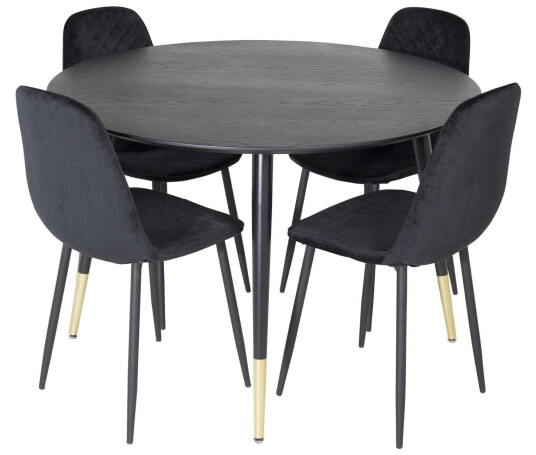 Venture Design Dipp & Polar spisegruppe Svart/svart 4 st stoler & bord 115 cm